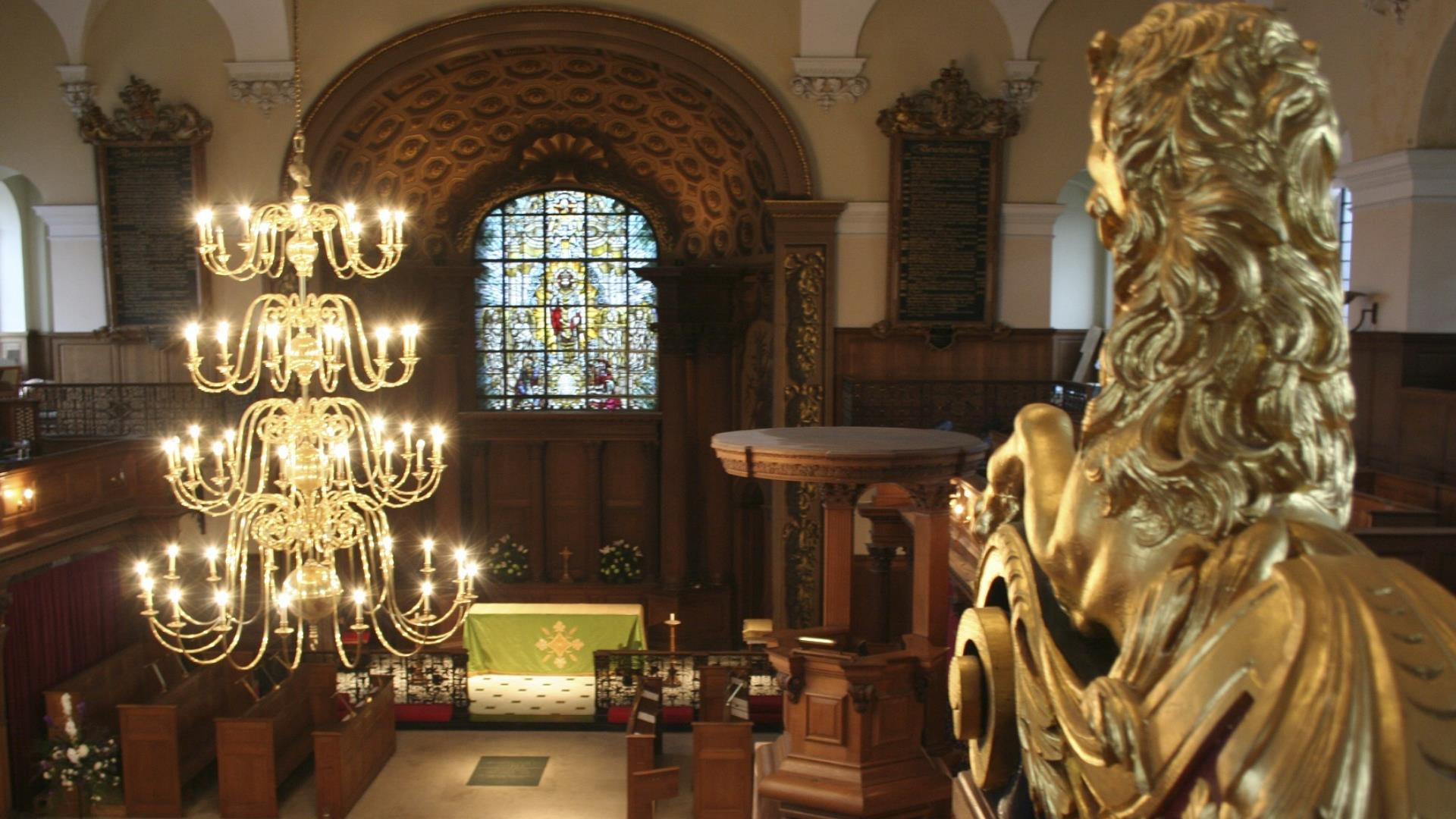 The interior of St Alfege Church in Greenwich.