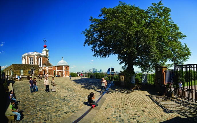 exterior of the Royal Observatory in Greenwich with people 