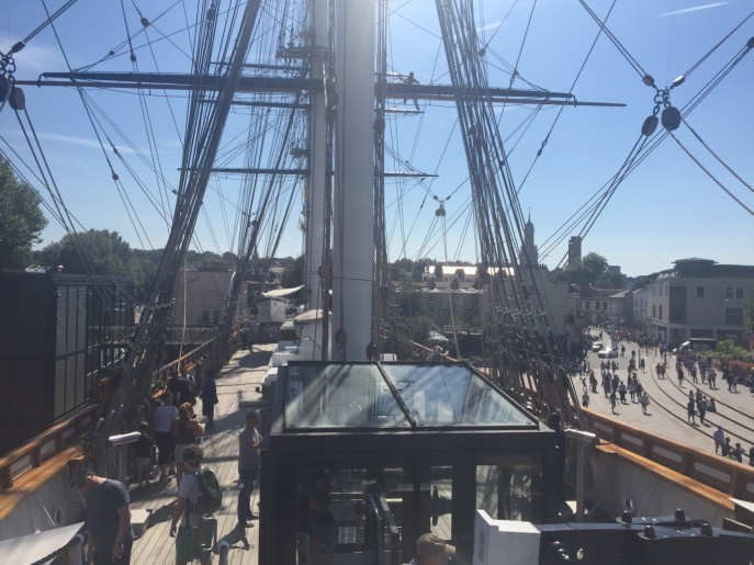 view of the deck of the Cutty Sark in Greenwich