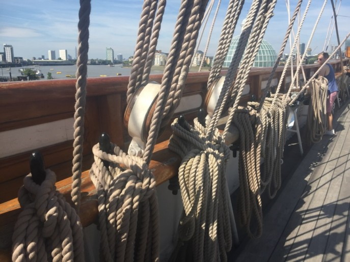 ropes on board the Cutty Sark in Greenwich