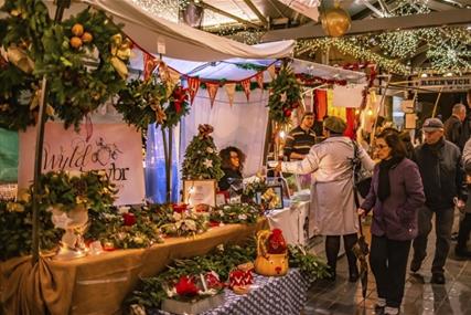 People at Greenwich Market at Christmas