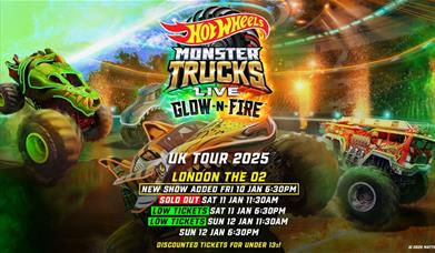 Hot Wheels Monster Trucks Live Glow Party brings fans’ favorite Hot Wheels Monster Trucks to life including Mega Wrex™, Tiger Shark™, Demo Derby™