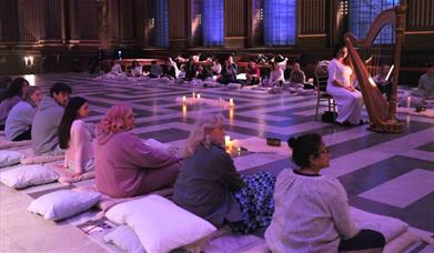 Soar high above the clouds with a blissful Tibetan bowls sound healing experience accompanied by live classical piano and violin music