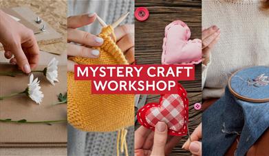 A collage of various arts and crafts, including sewing, knitting, and working with flowers