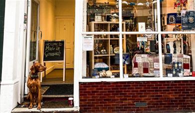 A lovely photo taken of Made in Greenwich at the front of the shop, showing many of the gifts they have to offer.