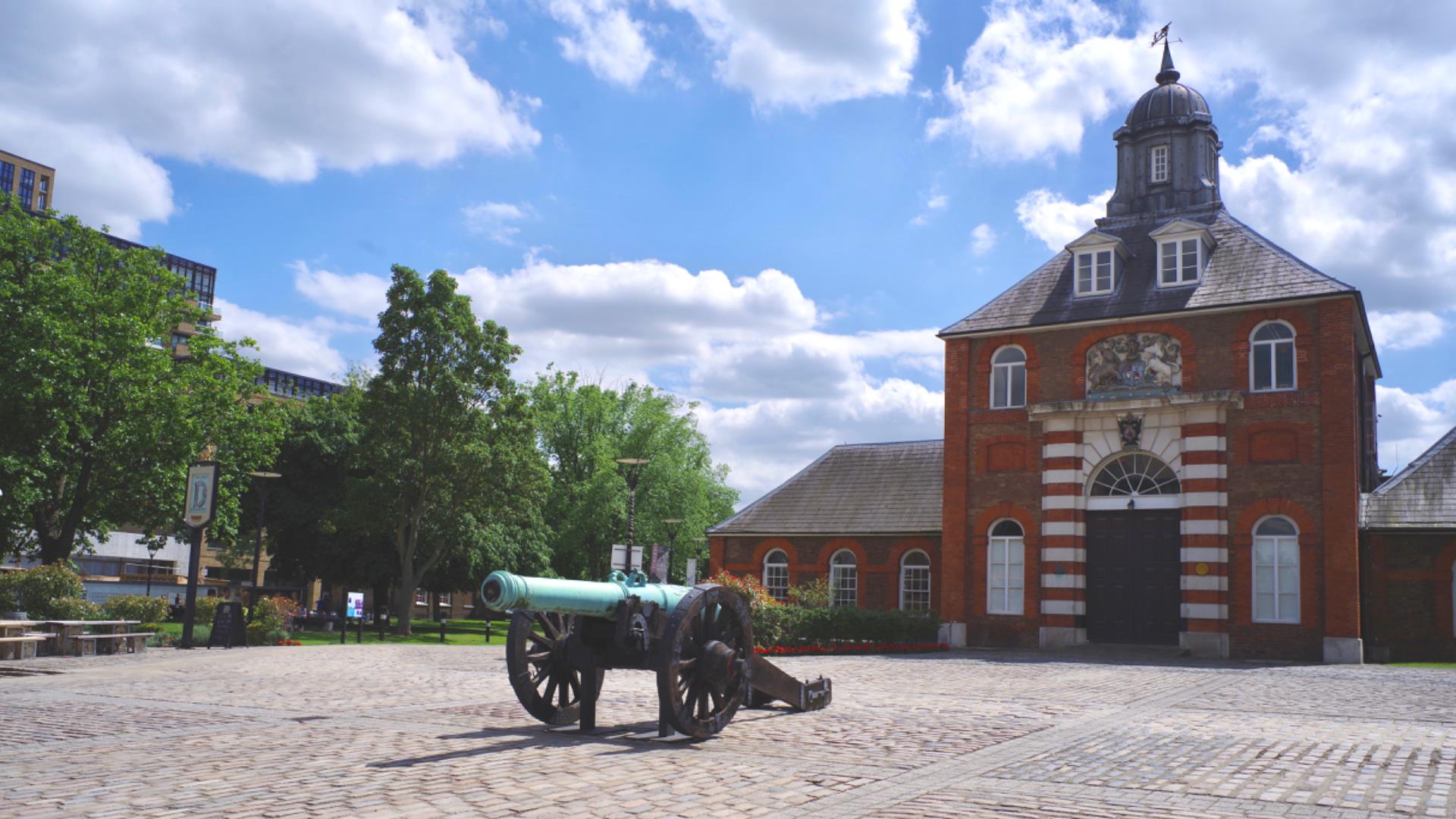 An old canon in the Royal Arsenal at Woolwich.