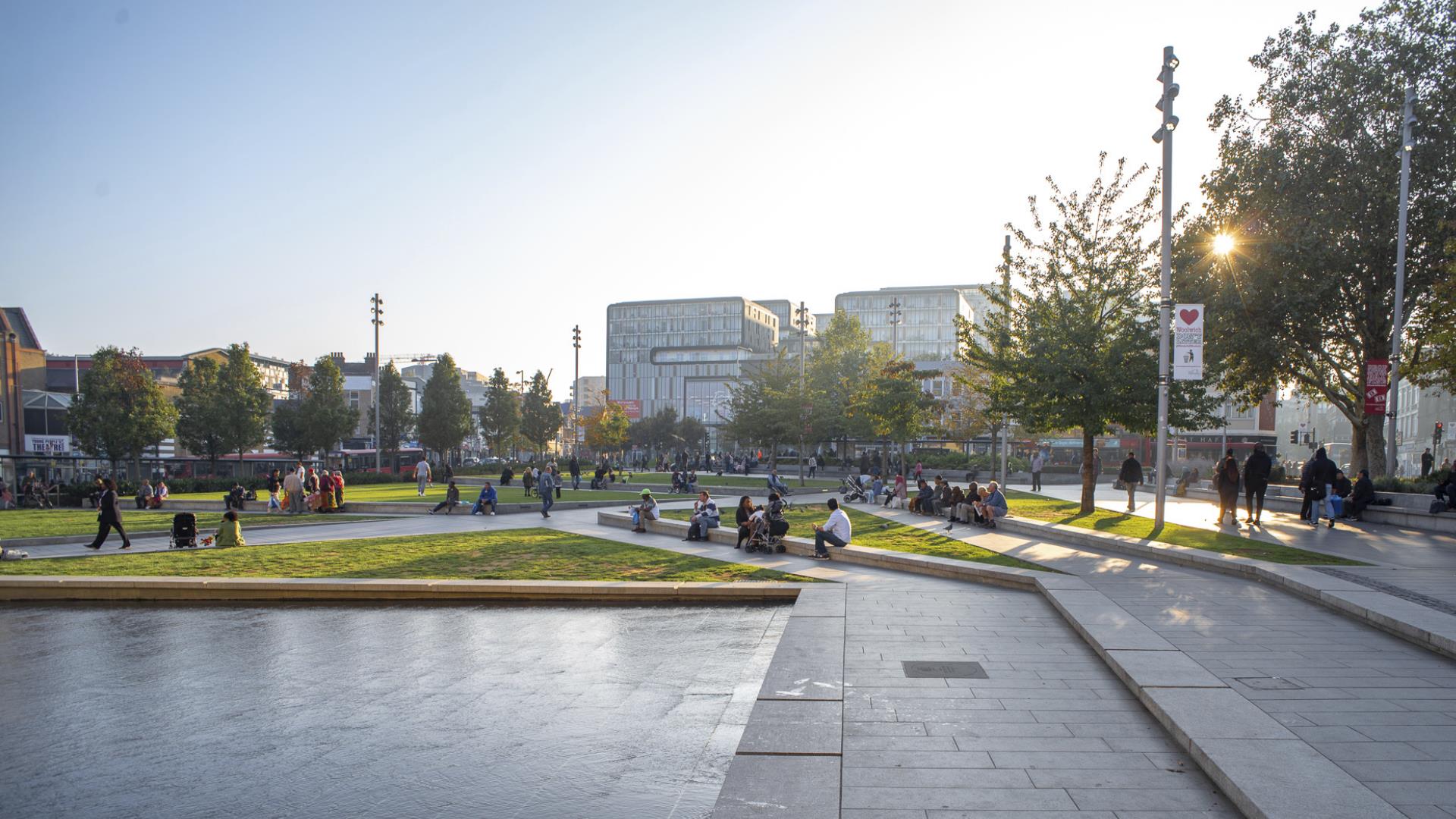 General Gordon Square in Woolwich is a meeting point for locals.