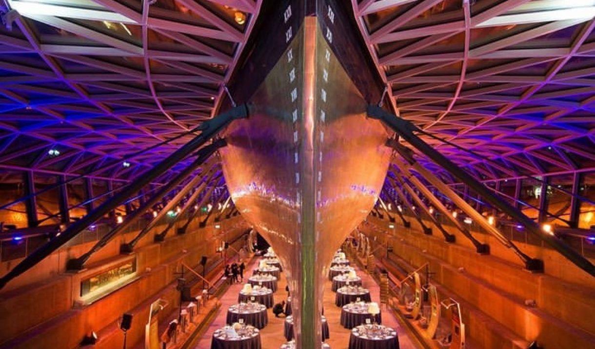 Banqueting round tables in Dry Berth space at Cutty Sark