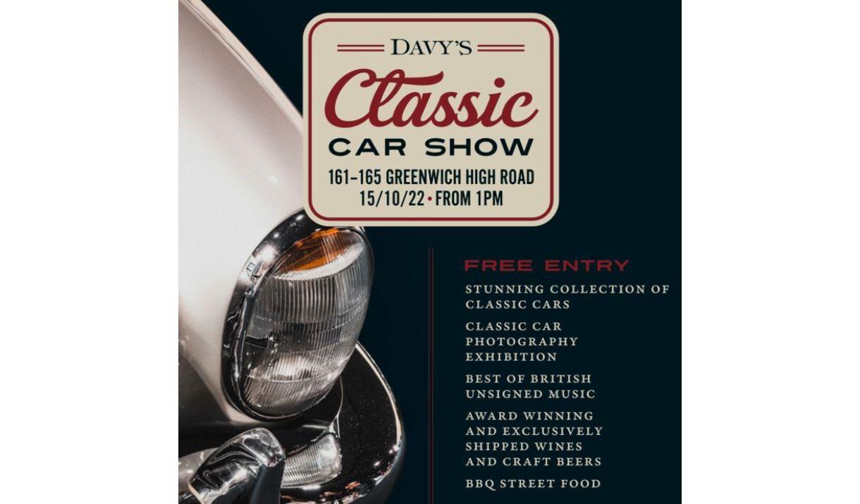 Head to Davy's Wine Vaults Greenwich to see the stunning collection of classic cars for FREE