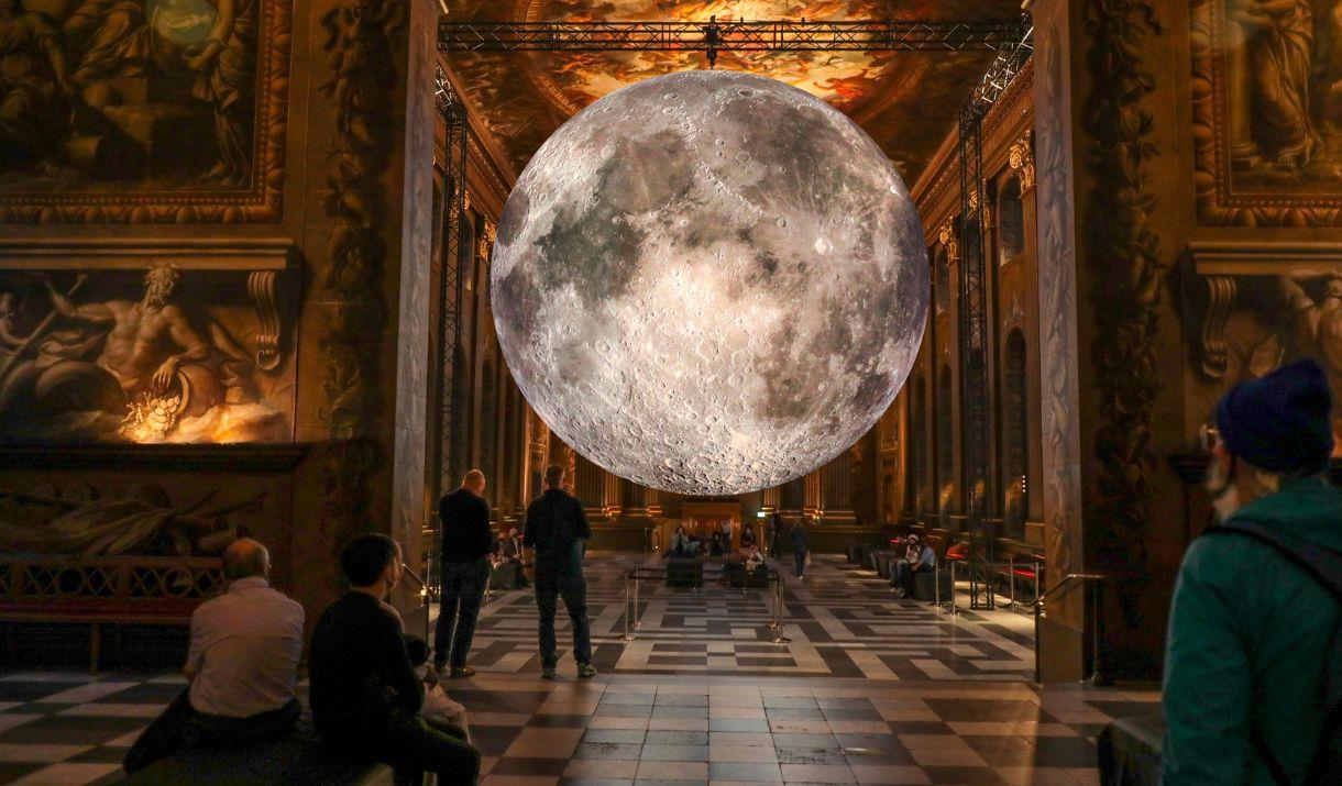 Luke Jerram’s awe-inspiring Museum of the Moon is displayed in the magnificent Painted Hall 