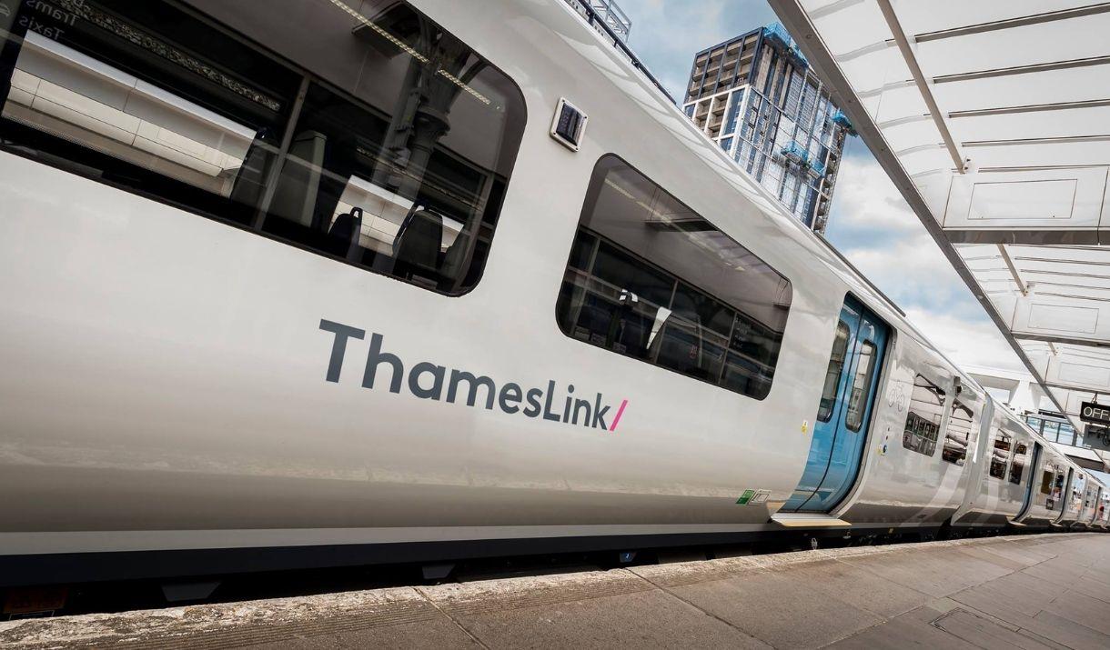 Standing on the platform looking at a Thameslink Train