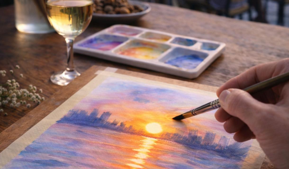 A relaxed riverside watercolour workshop with sunset inspiration