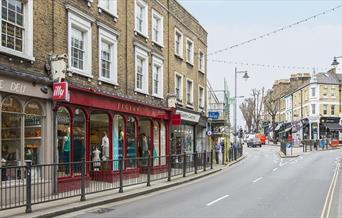 Blackheath Village High-street, showing a visually pleasing area with a wide choice in shops.