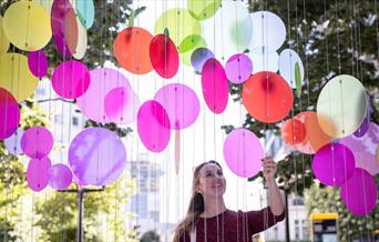 A colourful exhibition celebrating natural light across the Canary Wharf estate