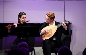 Image of Beth Stone and Daniel Murphy shining a light on generations of music originally composed for flutes and plucked instruments