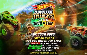 Hot Wheels Monster Trucks Live Glow Party brings fans’ favorite Hot Wheels Monster Trucks to life including Mega Wrex™, Tiger Shark™, Demo Derby™