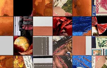 Six artists explore post-colonial identity through collage, textiles and montage video