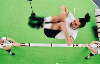 Armed with pole vaults and tape, this virtuosic company take friendly competition to new levels in this fun-filled collision between sports and circus