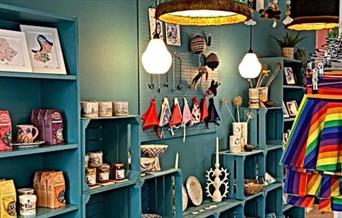 A lovely photo taken of Made in Greenwich shop inside, showing locally-made hand crafted gifts items