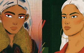 The artwork has Manjit Thapp's illustrative work with two female characters, wtih inspiration taken from popular culture such as music and fashion.
