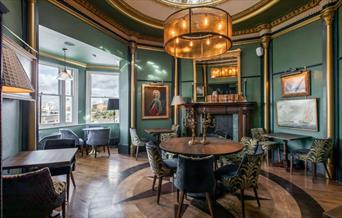 This elegant Octagon room at Enderby House offers a spectacular view of the London skyline
