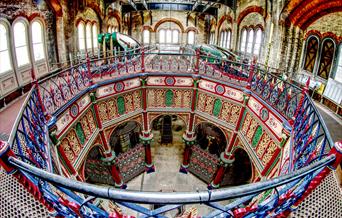 The upper floor of the Beam Engine House showing the beams and elaborate ironwork
