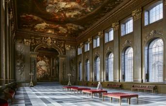 The inside of the grand Painted Hall at the Old Royal Naval College in Greenwich