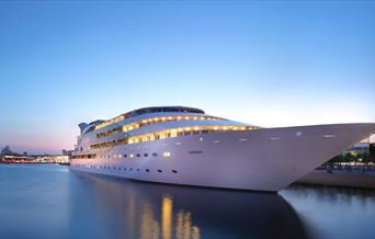 Sunborn London Yacht Hotel a floating super-yacht hotel docked in Royal Victoria Dock