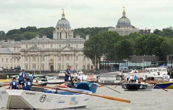 The apprentice race covers 7 miles of river from Greenwich Reach to Westminster Bridge.