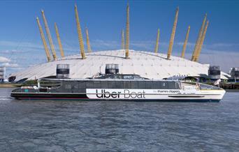 Uber Boat by Thames Clippers in front of The O2
