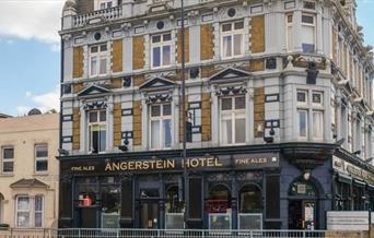 Road facing two storey Angerstein Hotel building