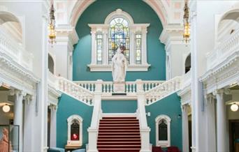 Looking up at the beautiful set up inside the Woolwich Town Hall.