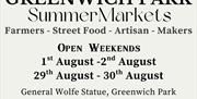 Summer Weekend Markets at Greenwich Park flyer