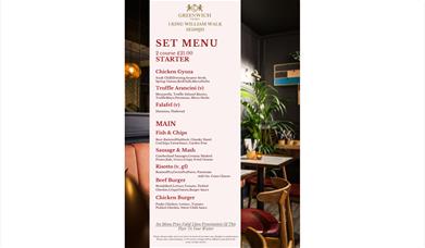 Set menu in Greenwich Tavern