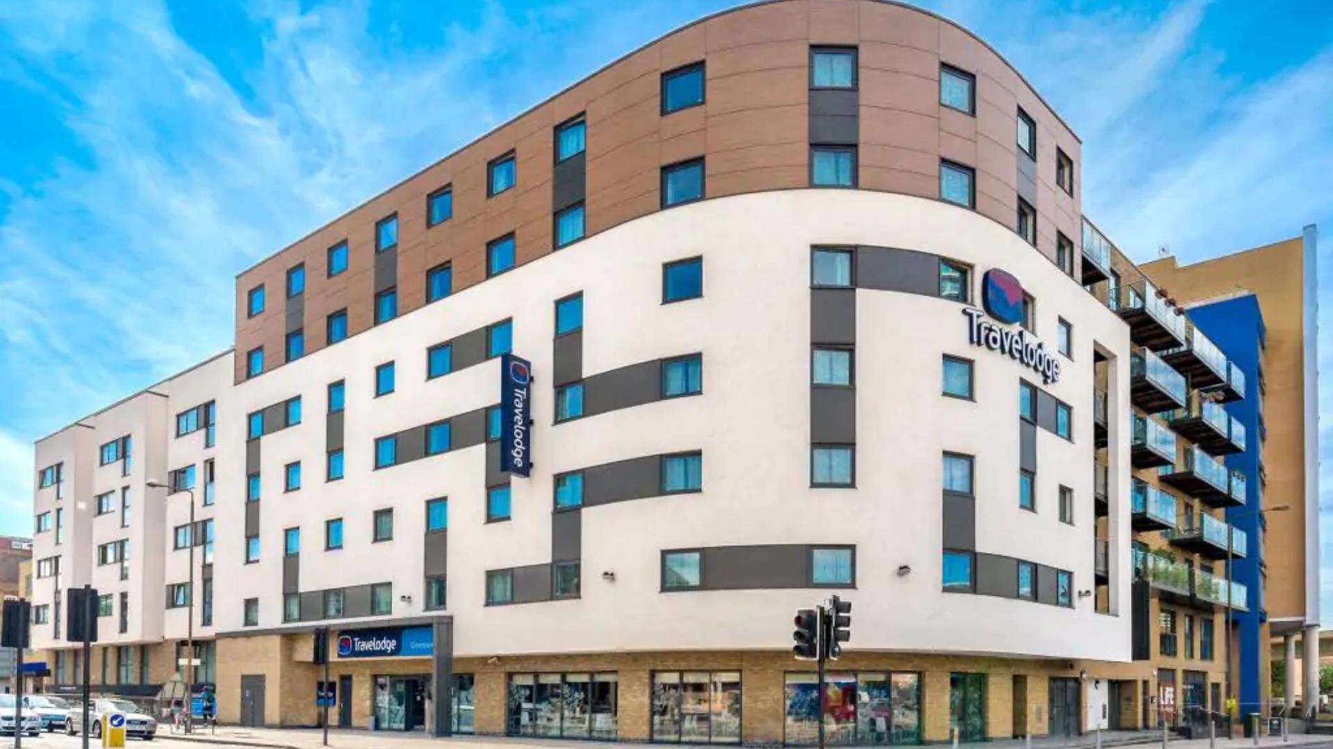 The exterior of the new Travelodge budget hotel in Greenwich, London.