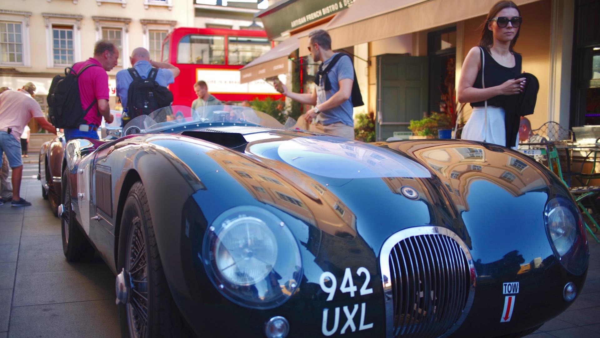 A classic car parked in Greenwich Market as part of Park It in the Market.