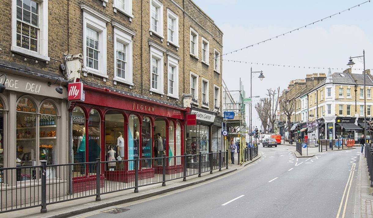 Blackheath Village High-street, showing a visually pleasing area with a wide choice in shops.