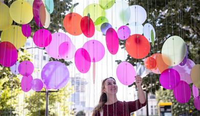 A colourful exhibition celebrating natural light across the Canary Wharf estate