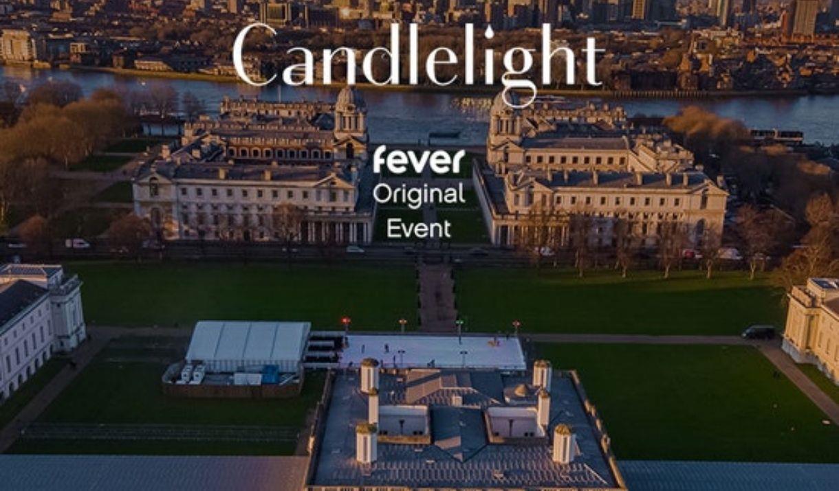 Artwork is overlooking grounds of Royal Museums Greenwich and Old Royal Naval College with the event name in white text.