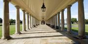 Colonnades and outdoor space at Royal Museums Greenwich Grounds