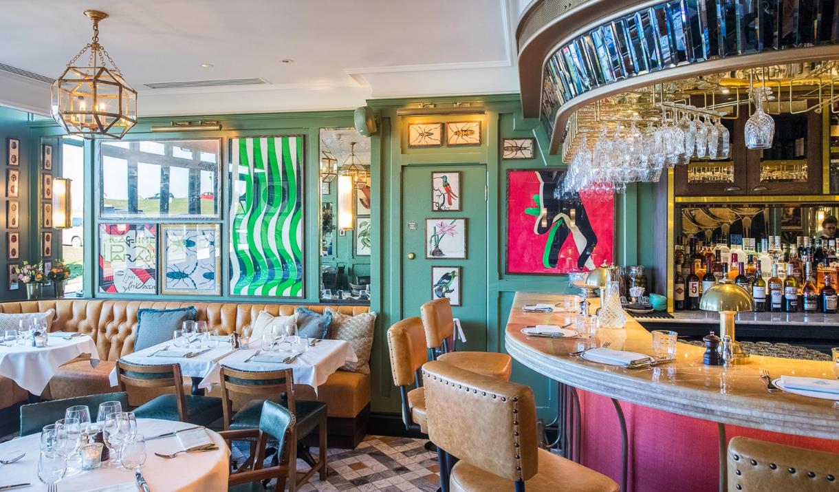 The interior of The Ivy Cafe, Blackheath is decorated with the theme of kites, as the area is well known for its popularity with kite-fliers and kit-s