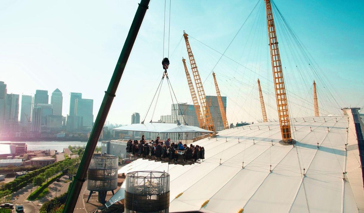 London in the Sky dining in action above The O2 arena.