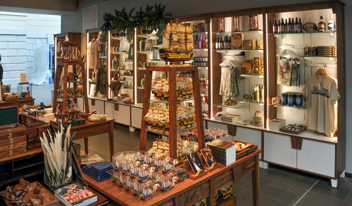 The National Maritime Museum gift shop in Greenwich. Showing an amazing variety of gifts spread out across the shop.