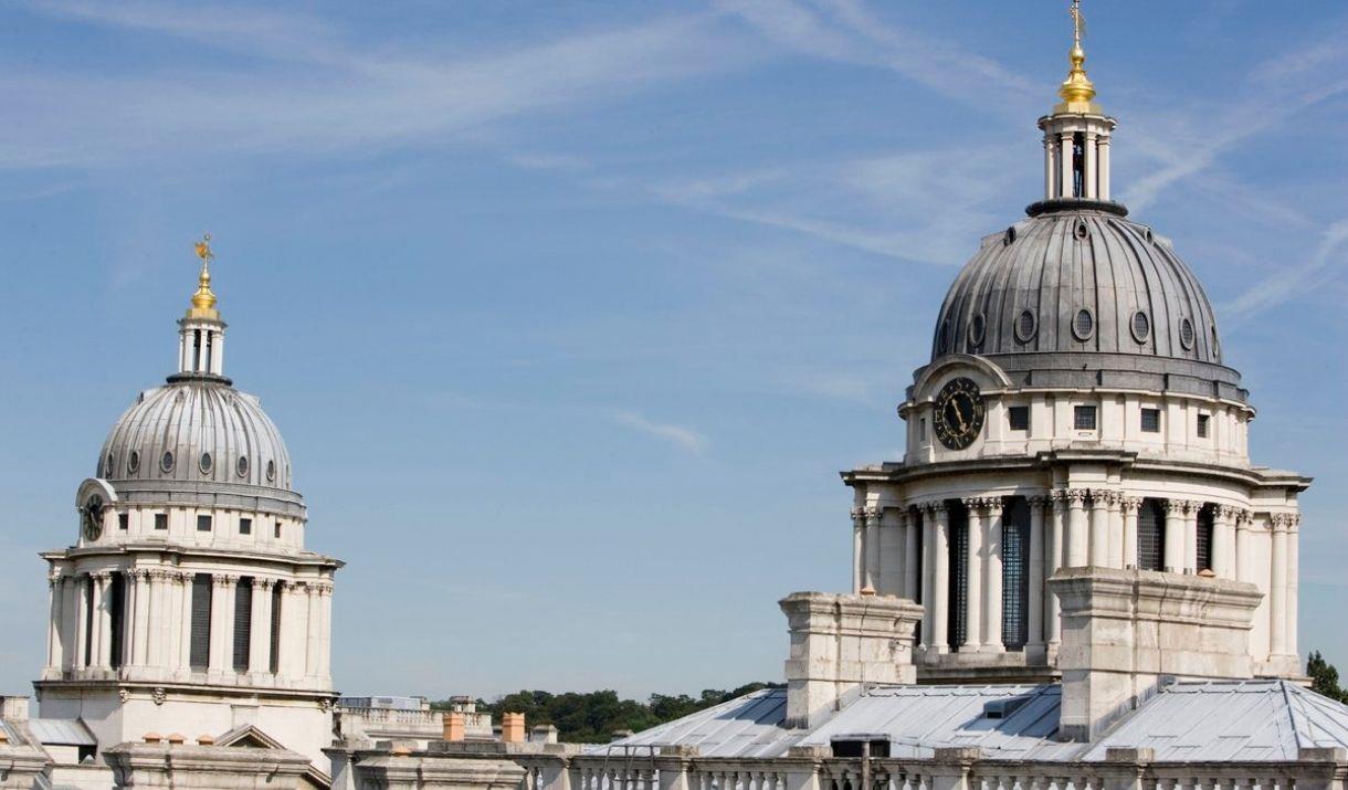 Image of two domes above Old Royal Naval College.