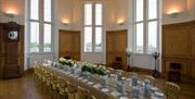 White long table setup at the Octagon Room in Flamsteed House, Royal Observatory