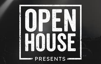 Open House Presents artwork in black background with white text.