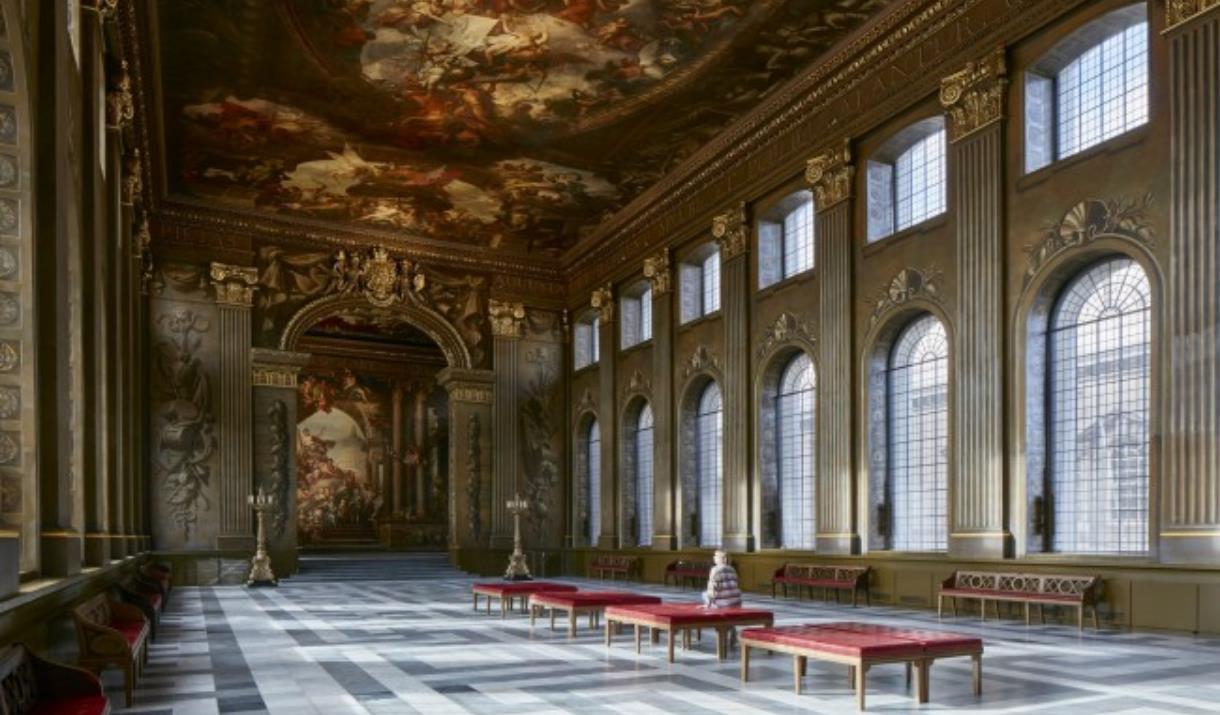The inside of the grand Painted Hall at the Old Royal Naval College in Greenwich