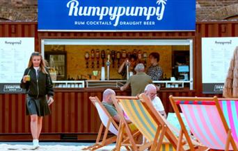 Come to Rumpypumpy and pull up a deckchair and play in the sand, with a rum cocktail, mocktail or draught beer in hand!