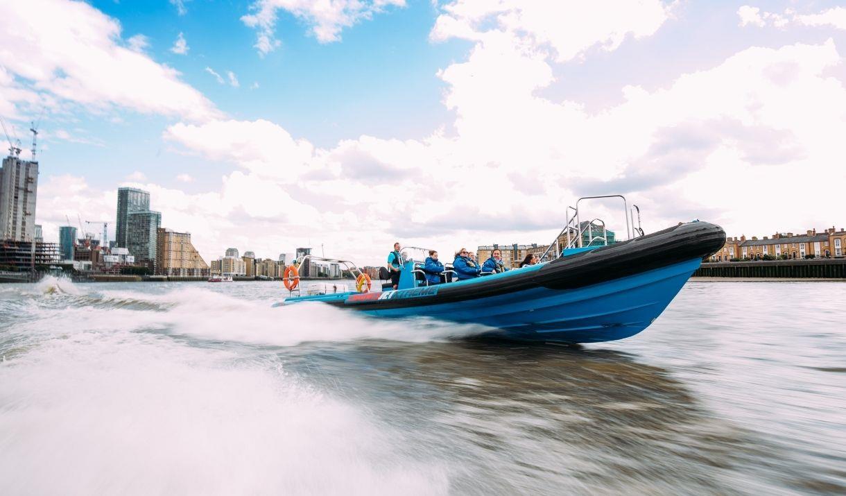 ThamesJet Speedboat Ride in action on river Thames