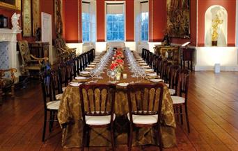 A long table at Rangers House, inside a spacious dining room.